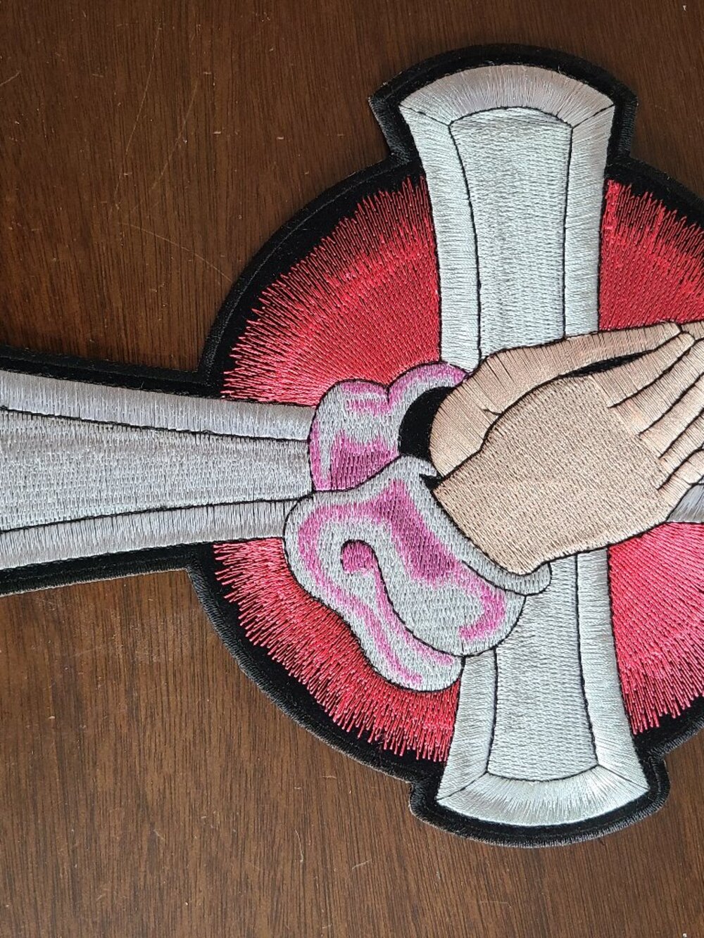 Large Praying Hands Cross Embroidered Back Patch Religious Biker NEW